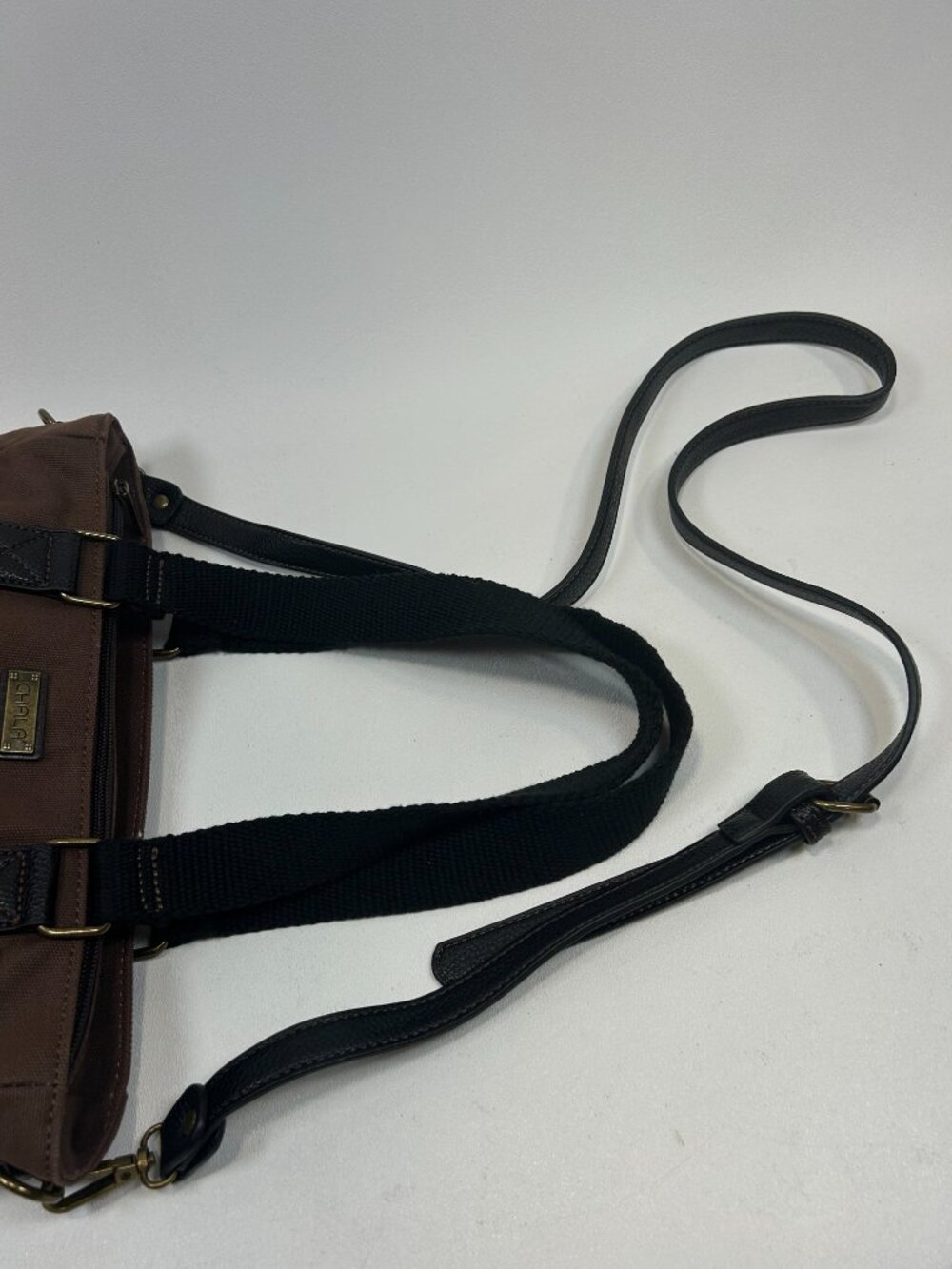 CHALA Cardinal Work Tote Faux Leather & Canvas Applique` Crossbody Shoulder Bag - Picture 7 of 14